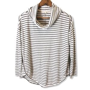 Lou & Grey Striped Cowl Neck Pullover Sweater Top